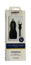 New Metro T-Mobile Universal Micro USB Car Charger 2.1A Black 4 ft Cable