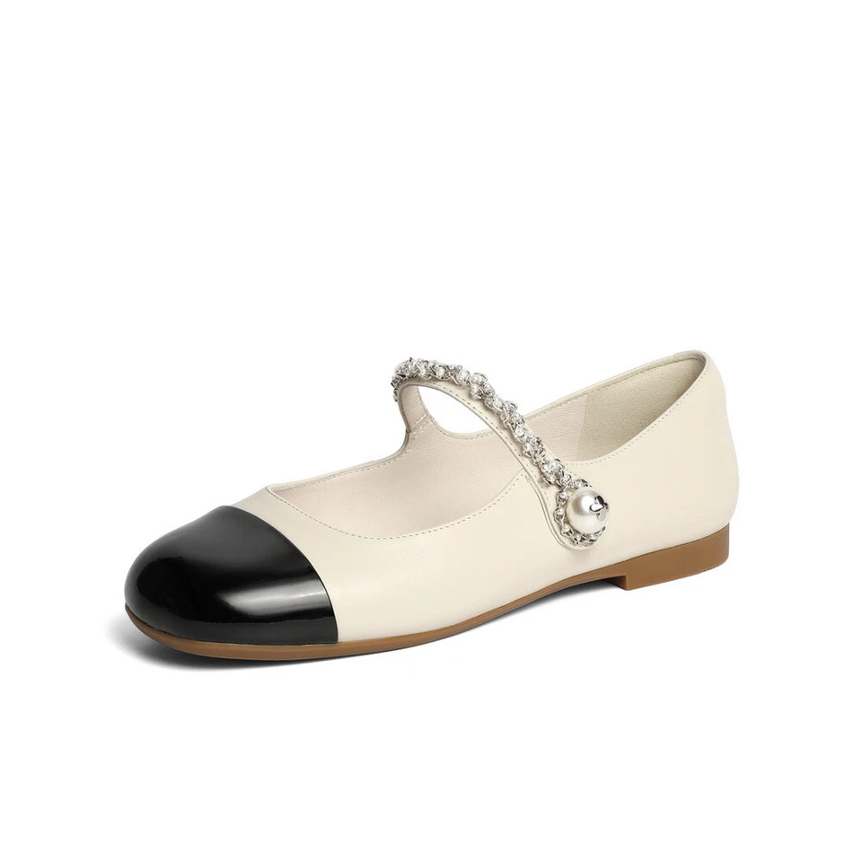 Mujeres Francés Mary Jane Zapatos Planos Zapatos Boca Poco Profunda Zapatos Cinturón Hebilla Moda Foto 2 de 2