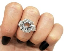 Clear Quartz Ring, 925 Sterling Silver, size 8, Genuine Gemstone