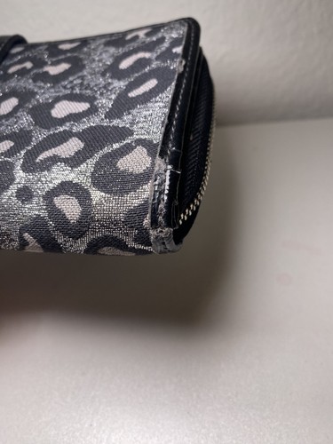 Coach Leopard Black Metallic Glitter Envelope Wallet With Zipper Card Holder - Picture 16 of 19