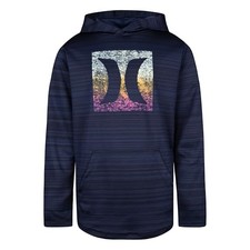 HURLEY BOYS' LONG SLEEVE HOODED T-SHIRT SIZE: YOUTH M - OBSIDIAN HEATHER