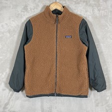 Patagonia Jacket Youth Medium Green Reversible Fleece Full Zip Kids STY 68035