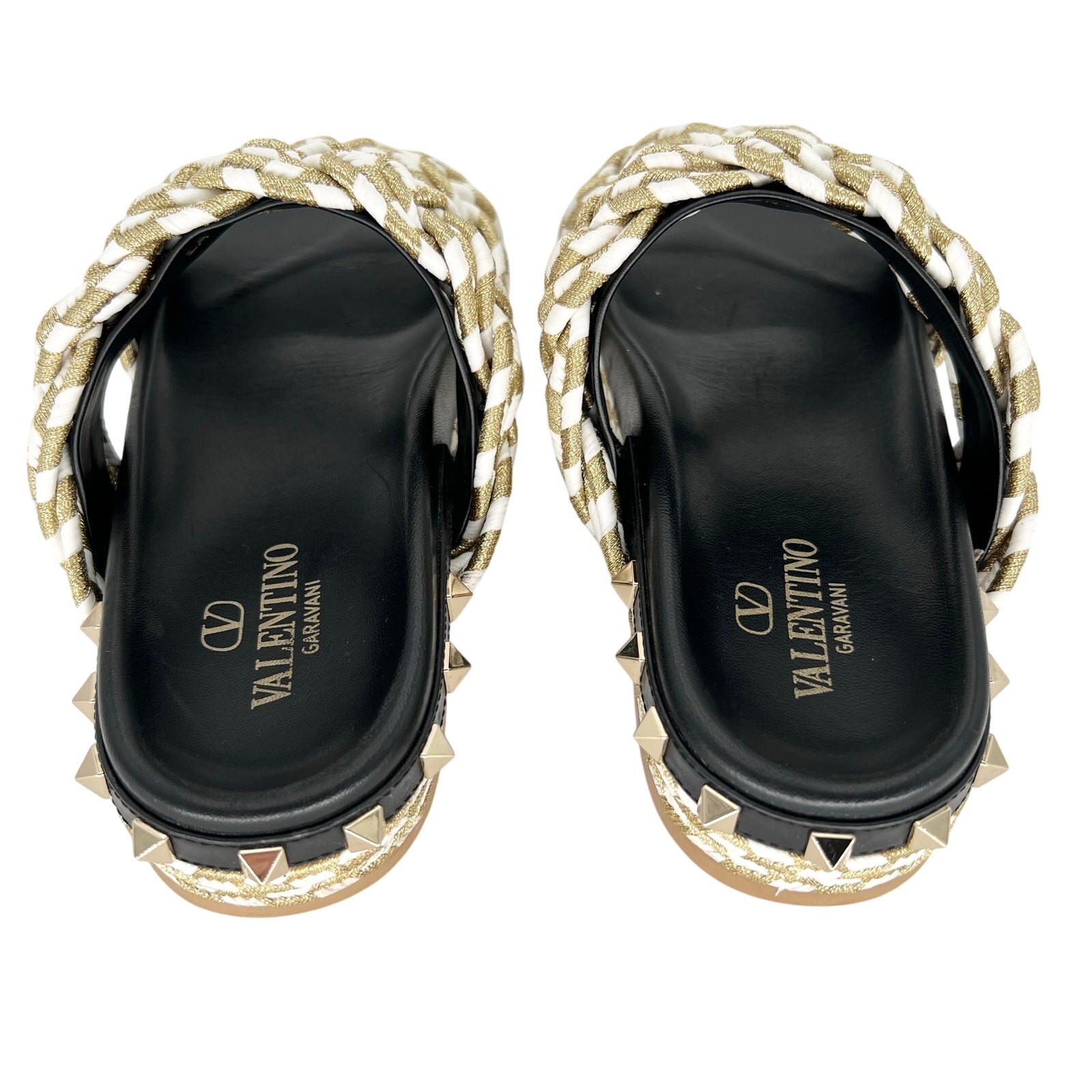 VALENTINO GARAVANI Rockstud Metallic Rope Slide Espadrille EU 37 Gold Sandals  thumbnail 4