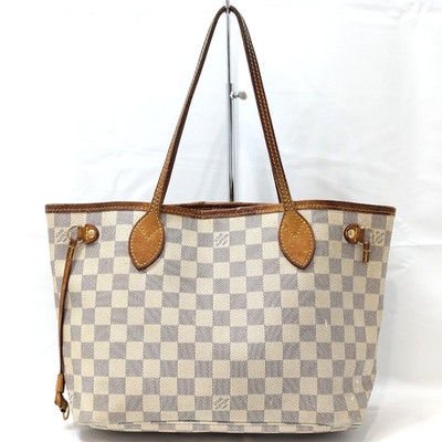 LOUIS VUITTON Damier Azur Neverfull PM Tote Bag White N51110 VI3160 Authentic LV