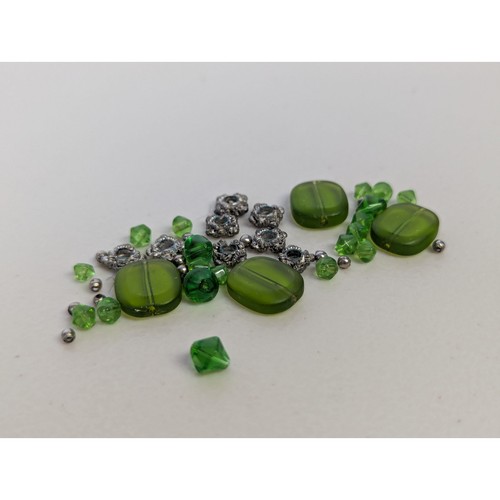 Lot of Green Beads Crafting Variety Plastic Small Large Micro Bracelet Necklace