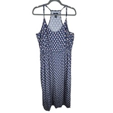 Gap Navy Coral Floral Scoop Neck Racerback Lightweight Rayon Maxi Dress Size L