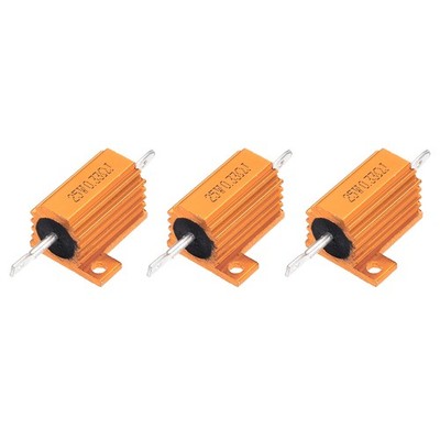 3x 25W 0,33Ω 5% Alu-Widerstand, Schraubanschluss, Chassis-Montage, Gold