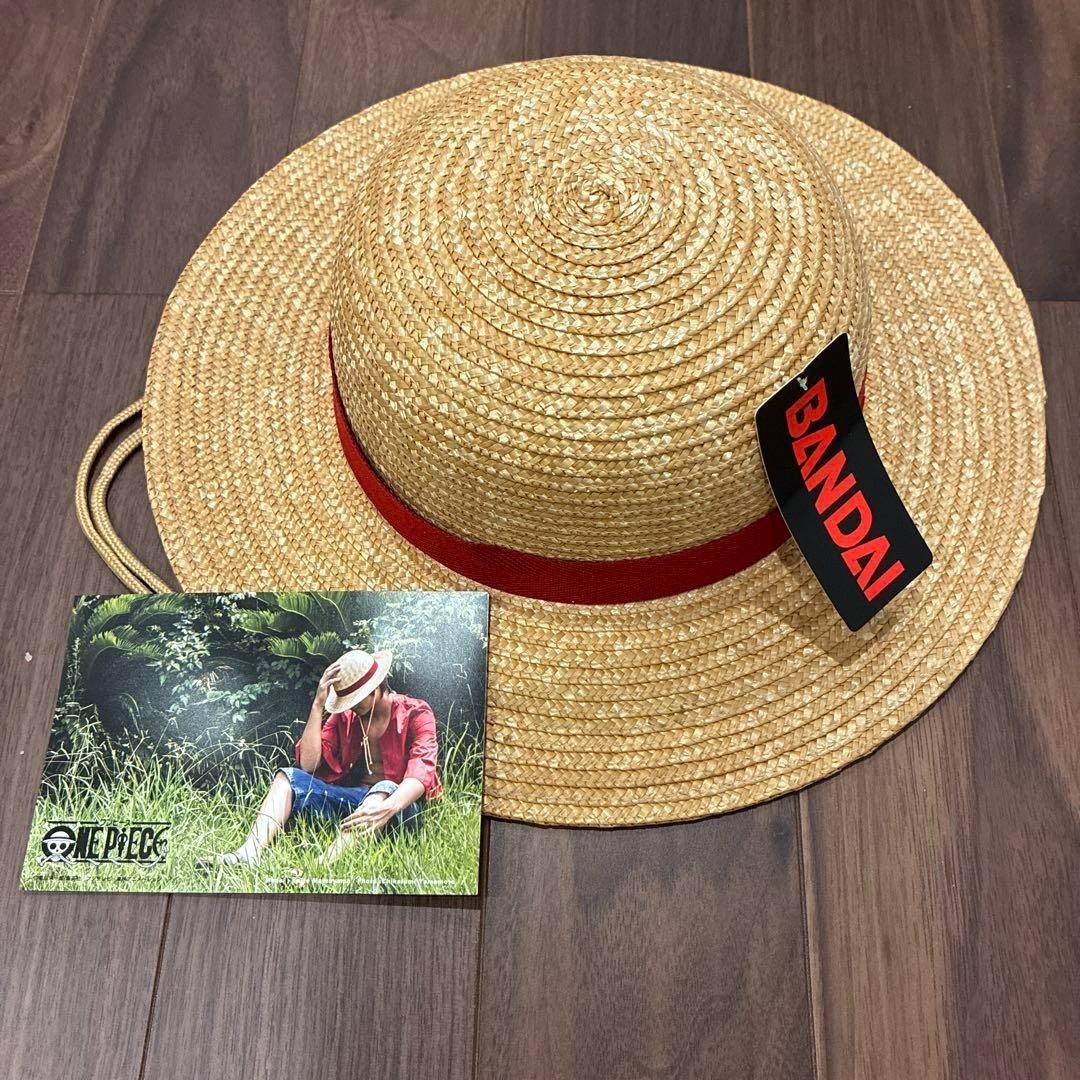 BANDAI ONE PIECE MONKEY D LUFFY STRAW HAT w/chin strap Tanaka Hat w/tag  Size M