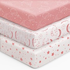 Baby Crib Sheets Boys Girls 28x52x8 Inch Fitted Neutral 3 Pack Microfiber