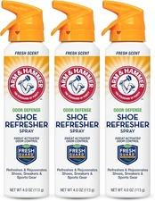 Arm & Hammer Odor Defense Shoe Refresher Spray Fresh Scent 3 Pack 4 oz Ea Can