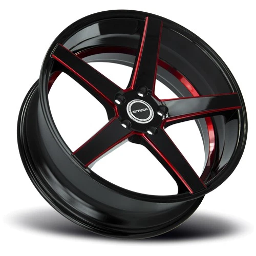 (Set of 4) Strada S35 Perfetto 18x8 5x4.5" +40mm Black/Red Wheels Rims 18" Inch Foto 4 de 4