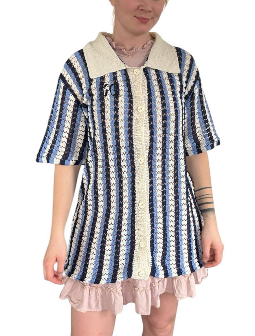 Empty Reference Unisex Knit Button Up Nautical Ca… - image 5