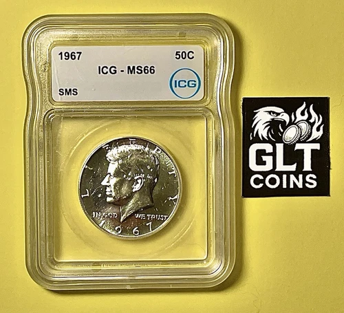 1967 SMS Kennedy Half Dollar 50C ICG MS66 Flashy UNC BU Silver Beauty!