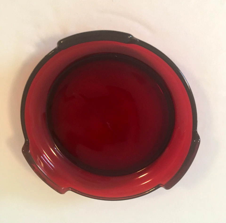 VINTAGE ROYAL RUBY RED BASE FOR ANCHOR HOCKING PUNCH BOWL, PERFECT CONDITION - Image 2 of 2