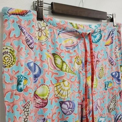 Nick Nora Womens Cropped Seashell Pajama Pants Size XL Blue Sleep