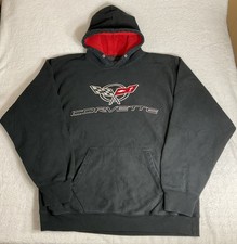 Vtg Steve  Barry  s Corvette Hooded Sweatshirt Black Hoodie Licensed GM Size L