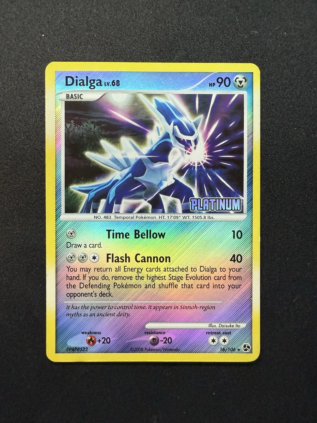 Pokemon Dialga TCG Reverse Holo Rare Card 16/106 Stamped Great Encounters LP