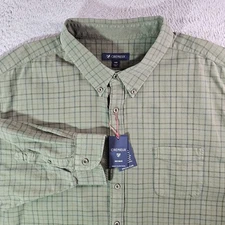 NEW Cremieux Shirt Men 4XB Button Up Long Sleeve Olive Green Plaid