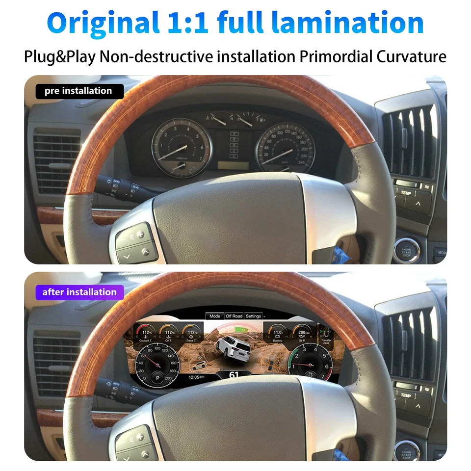 12.3Inch LCD Instrument Cluster For 2008-2020 Toyota Land Cruiser LC200(6 Modes) - Изображение 3 из 4