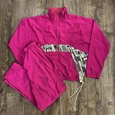 Vintage 90s Nike Windbreaker Sweatsuit Womens M/L Pink Magenta Retro Abstract