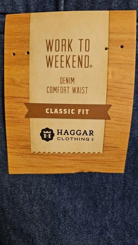 NWT Haggar Work To Weekend Classic Fit Comfort Waist Denim Pants Pleated Mens 40 - Bild 6 von 7