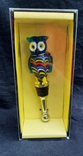LSarts Owl Wine Bottle Stopper Art Glass NIB