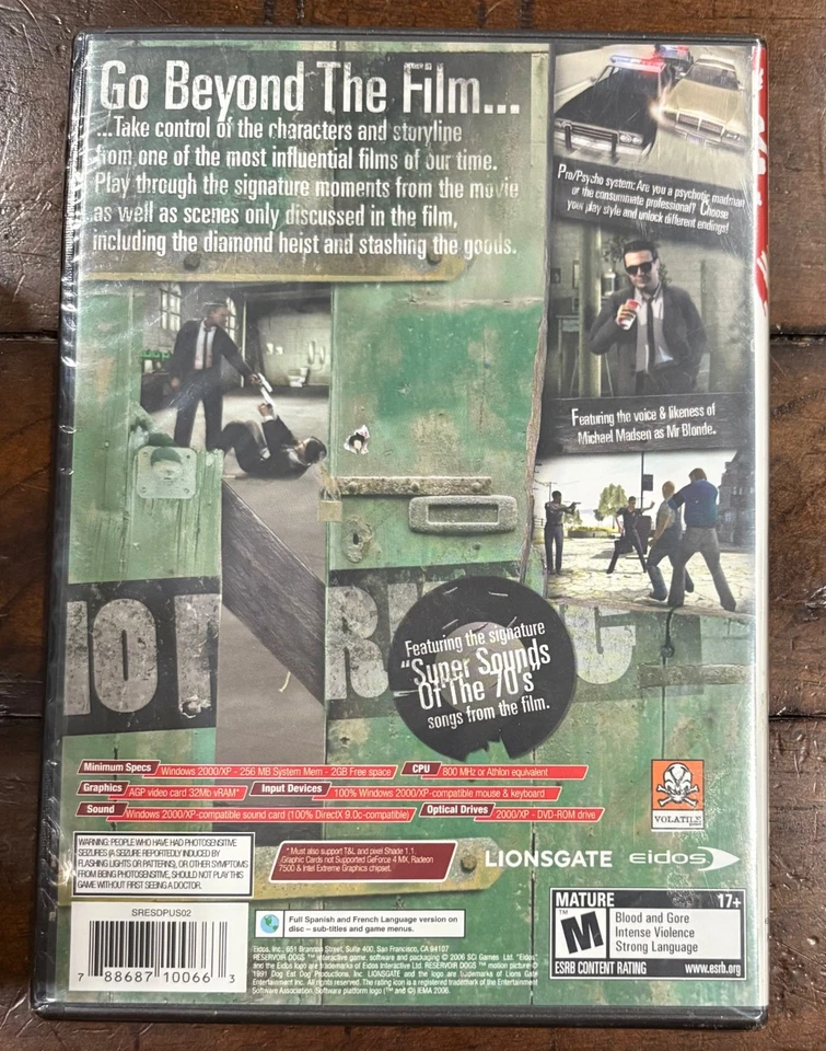 RESERVOIR DOGS Eidos PC DVD-ROM Lionsgate 2006 Mature New & Sealed - Image 2 of 2