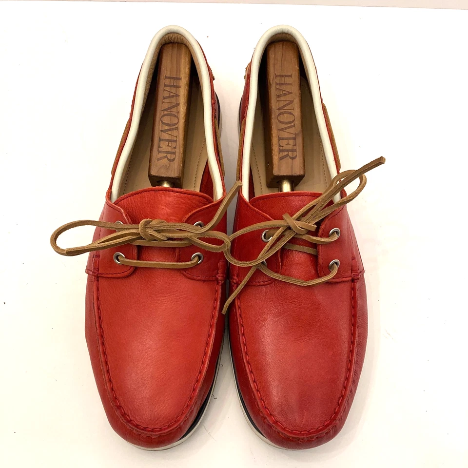 Sapatos de barco Aldo couro vermelho com cadarço Moc Toe cano baixo masculino EUA 11 UE 44 - Imagem 4 de 4