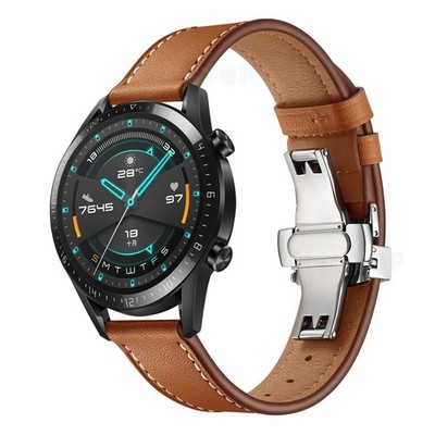 22mm Strap For Huawei Watch GT2 GT3 46mm Stainless Steel Leather Silicone Band