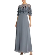Mac Duggal Womens 2 Piece Sleeveless Embellished Cape Gown Cocktail Dress