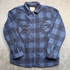Boston Traders Shirt Jacket Mens Sz XL Blue Plaid Sherpa Lined Flannel Shacket