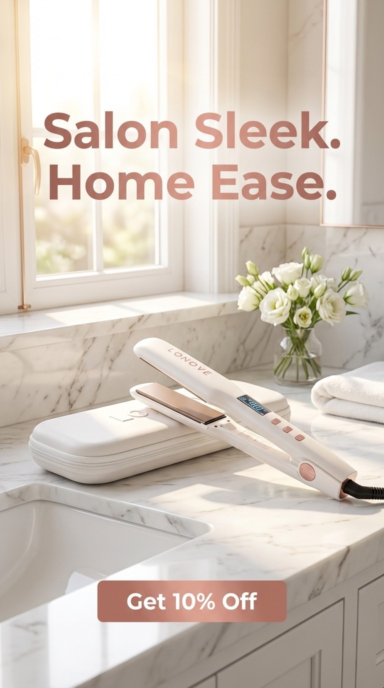 LONOVE Titanium Hair Straighteners for Thick Hair - Professional Flat Iron