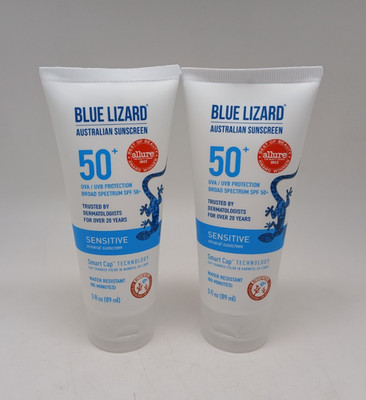 Blue Lizard Sensitive Sunscreen SPF 50+ (3oz)   2-Pack Mineral Lotion   UVA/UVB