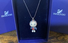 Swarovski Crystal Union Jack Round Charm Pendant Necklace 70cm Silver Chain