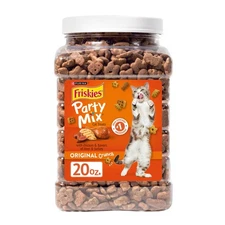 Friskies Party Mix Crunch,Cat Treats,Chicken,Liver,Turkey,20 oz Canister