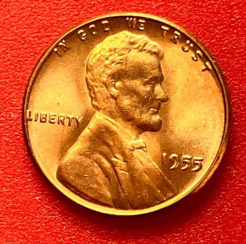 1955-P Lincoln Wheat Cent Penny GEM RED BU From an Original Bank Roll