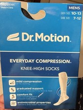 Compression Socks By Dr. Motion, Men's Sock Size 10-13,Shoe 7-12, Dark Gray NEW