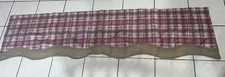 Ellis 5 Red Tan Sage Plaid Scalloped Rod Pocket Valances 100 % Cotton 65” Read