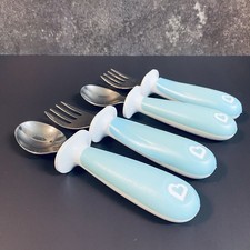 2 Munchkin Raise Toddler Fork Spoon Sets 12M Blue Ergonomic