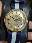 Timex Viscount 1980 Gold Tone Mens Vintage 1980s Automatic Self Winding Retro...