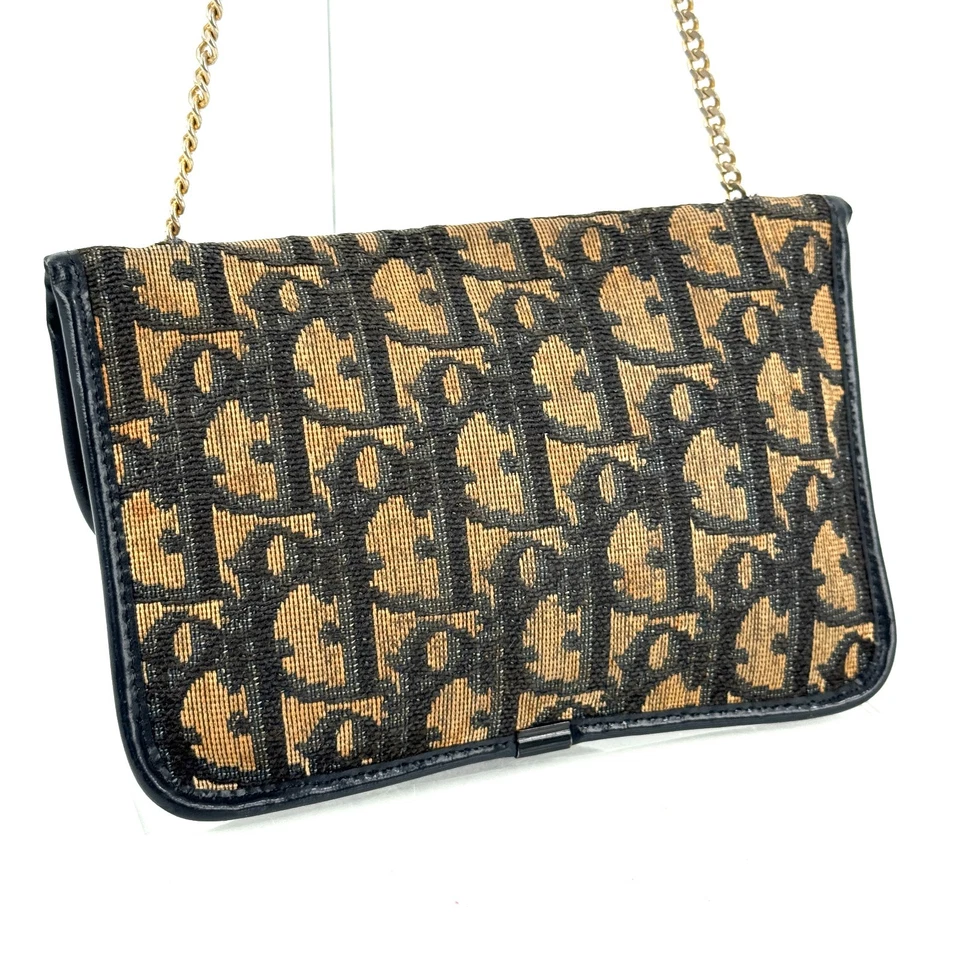 Christian Dior Shoulder Bag Compact Trotter Canvas Navy Vintage Authentic 0516 - Image 2 of 4