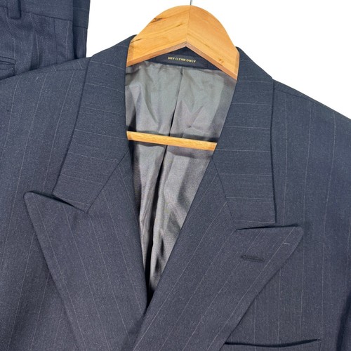 VTG Monsieur Givenchy Mens 46R Suit Pinstripe Double Breasted Blazer Pants 38x30 - Picture 2 of 20