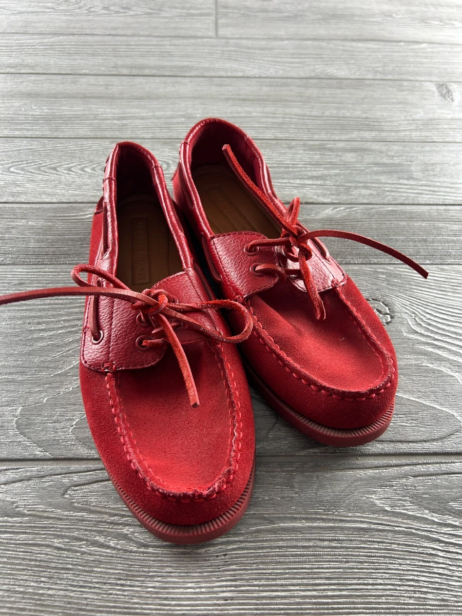 Tommy Hilfiger Red Suede Loafers with Gold Accent Suede Chain Penny Loafers | Brown | Tommy Hilfiger main image 4