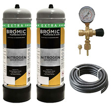 2X DISPOSABLE NITROGEN GAS BOTTLE 2.2 LITRE+REGULATOR & HOSE COMBO KIT-BREW