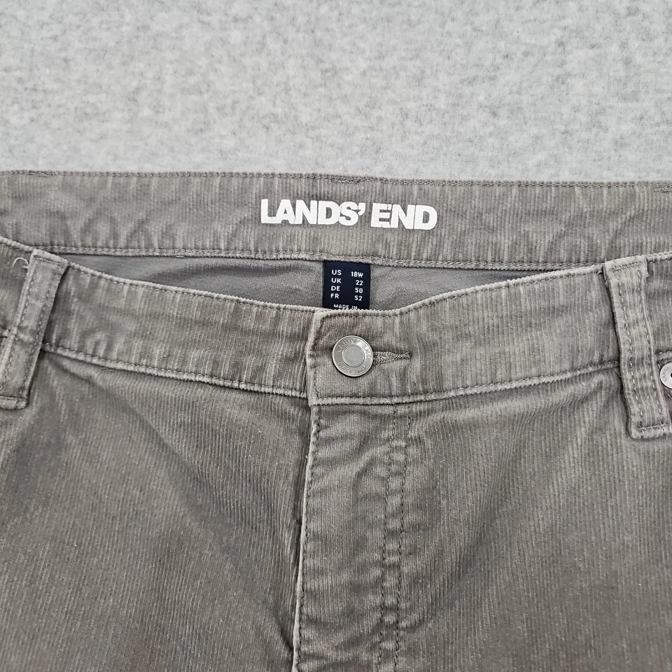 Lands End Womens Corduroy Crop Pants Size 18 Gray Stretch Mid Rise G-1 - Image 2 of 4