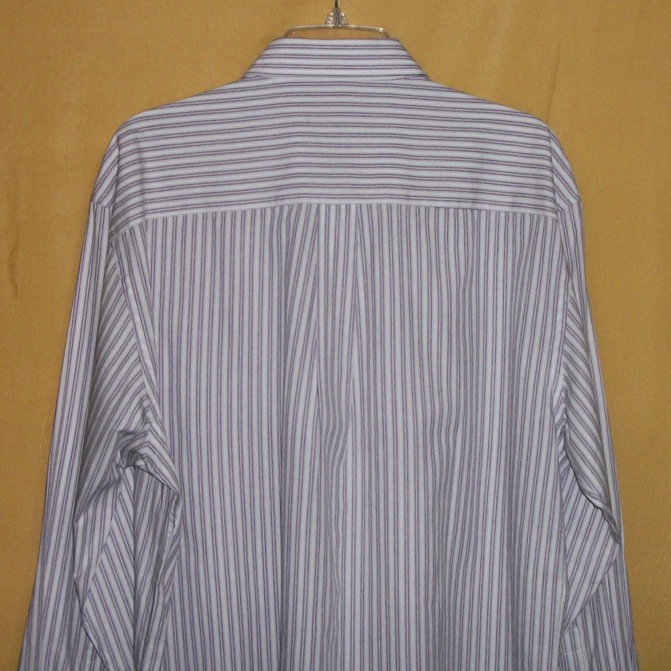 Alan Flusser mens amethyst striped oxford button dress shirt collar pocket $80 - Image 4 of 4
