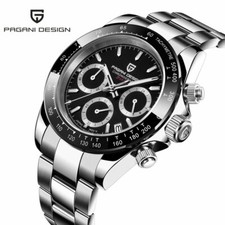 40mm PAGANI DESIGN black dial full Chronograph Men's VK63 Quartz Wrist Watch