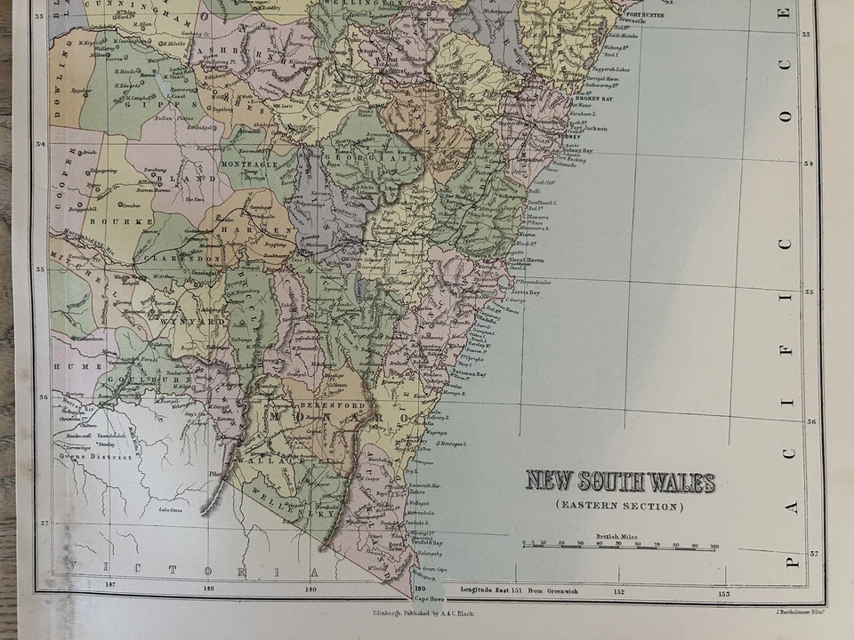 1882 New South Wales Australia Antique Map by Adam & Charles Black - Image 3 of 3