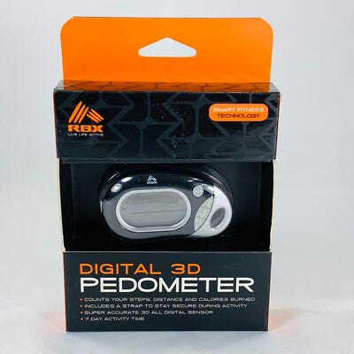 RBX 3D Digital Pedometer - Counts Calories Distance & Steps - Includes Strap