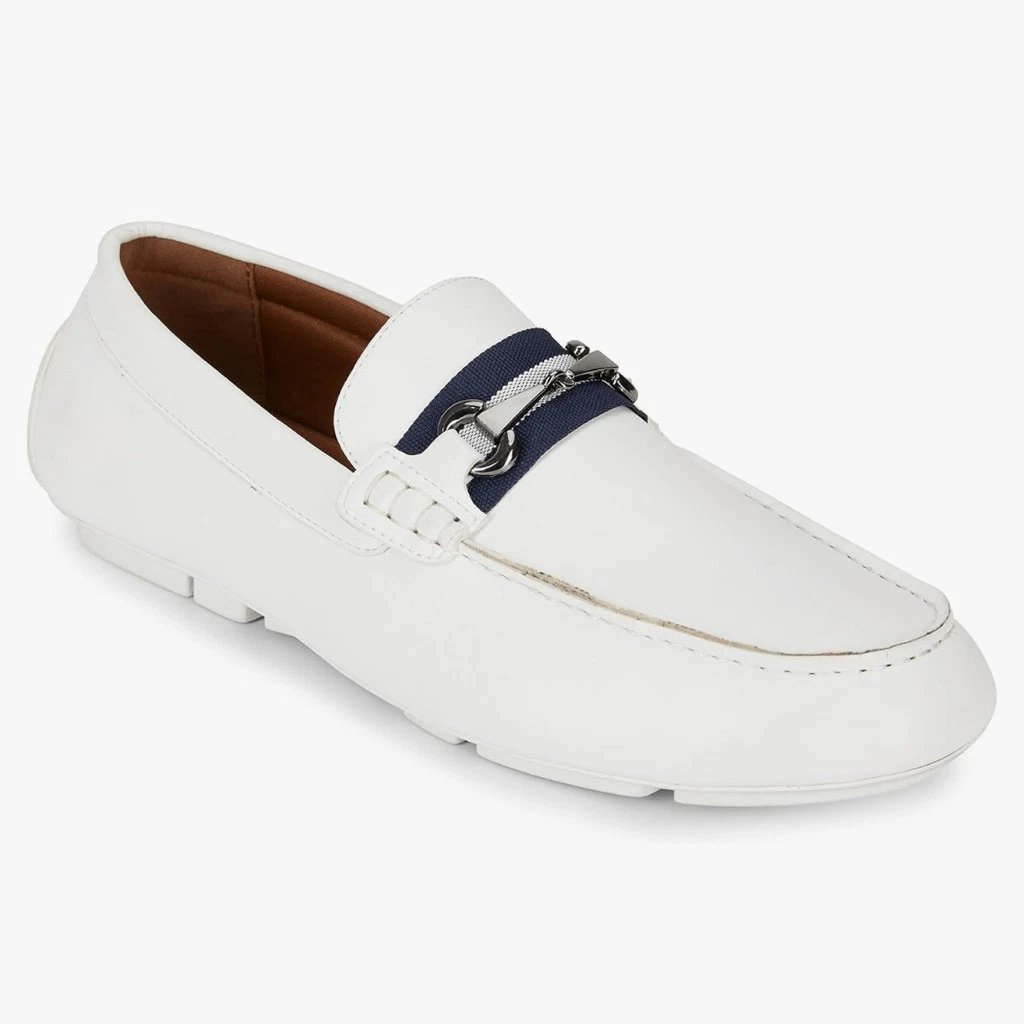 VANS Mocassini abiti nuovi con etichette Van Heu Flex Rufus 12 da uomo in pelle bianca memory foam